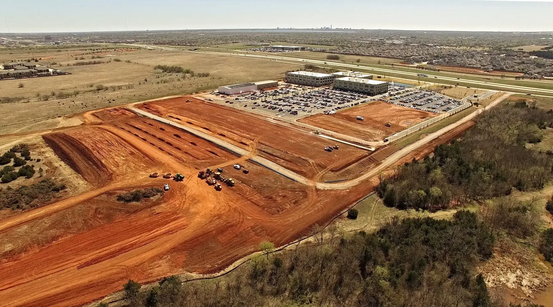 Aerial view of the Paycom campus project